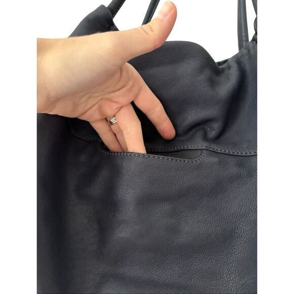 HOBO Prima Soft Leather Tote Shoulder Bag Purse Navy Blue - Picture 13 of 16